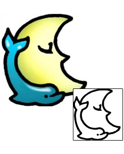 Celestial Tattoo Moon Dolphin Tattoo