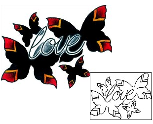 Traditional Tattoo Butterfly Family Love Tattoo