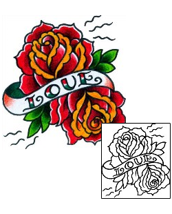 Traditional Tattoo Love Double Rose Tattoo