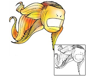 Marine Life Tattoo Beady Eyed Goldfish