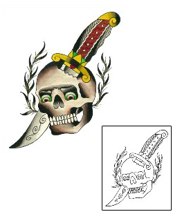 Dagger Tattoo Traditional Skull Stabbing Tattoo
