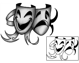Comedy Tragedy Mask Tattoo ANF-01592