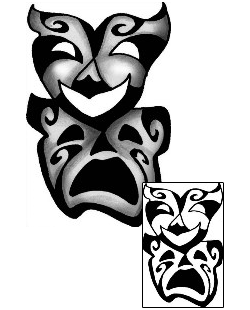 Comedy Tragedy Mask Tattoo ANF-01606