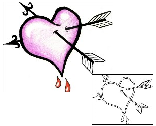 Broken Heart Tattoo Pink Heart & Arrows Tattoo