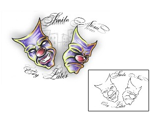 Comedy Tragedy Mask Tattoo Mythology tattoo | AXF-00934