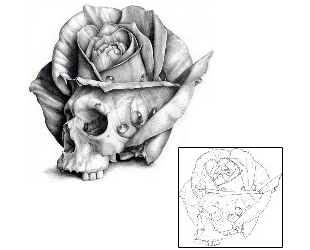 Picture of Exotic Rose Skull Tattoo