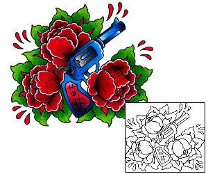 Gun Tattoo Revolver & Roses Tattoo