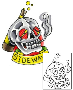 Horror Tattoo Sideways Skull Tattoo