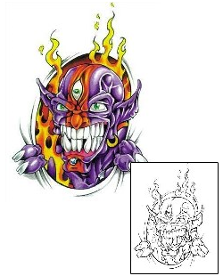 Devil - Demon Tattoo Creepy Fire Demon Tattoo