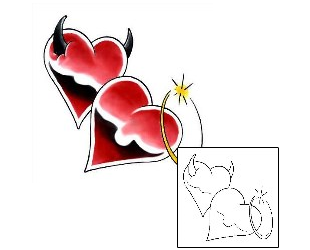 Picture of Good & Evil Heart Tattoo