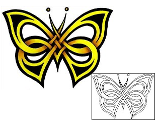 Picture of Yellow Butterfly Knotwork Tattoo