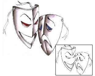 Comedy Tragedy Mask Tattoo CEF-00040
