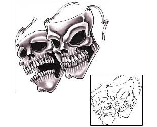Comedy Tragedy Mask Tattoo Horror tattoo | CEF-00105