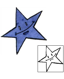 Picture of Blue Star Smiley Face Tattoo