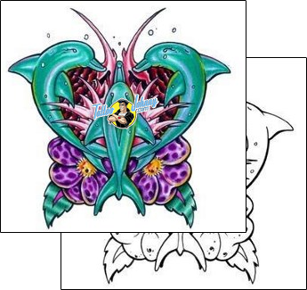 Dolphin Tattoo plant-life-flowers-tattoos-clark-medley-cmf-00043