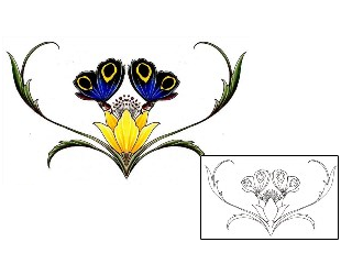 Butterfly Tattoo Plant Life tattoo | DFF-00766