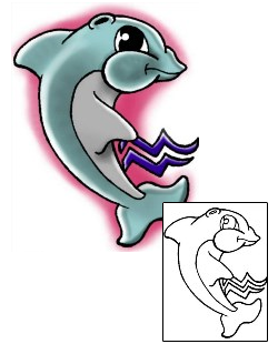 Dolphin Tattoo Marine Life tattoo | DPF-00239