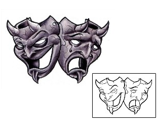 Comedy Tragedy Mask Tattoo EDF-00022