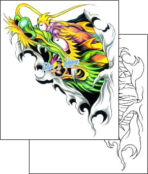 Torn Ripped Skin Tattoo fantasy-dragon-tattoos-gary-davis-g1f-01010