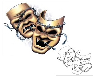 Comedy Tragedy Mask Tattoo Miscellaneous tattoo | GJF-00776