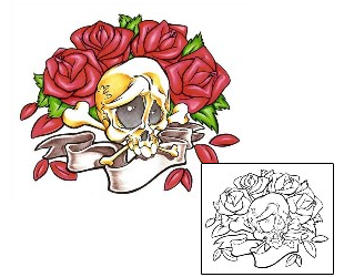 Skull Tattoo Crossbones & Roses Tattoo