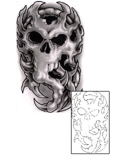 Picture of Warped Skull Half Sleeve Tattoo