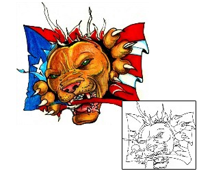 Dog Tattoo Puerto Rican Ripped Flag Tattoo