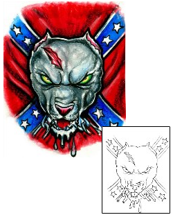 Pit Bull Tattoo Angry Confederate Dog Tattoo