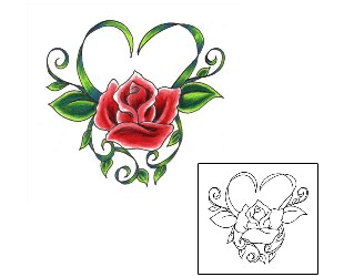 Picture of Leaf Heart & Rose Tattoo