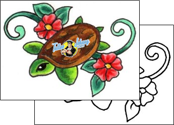 Turtle Tattoo plant-life-flowers-tattoos-jennifer-james-jjf-00890