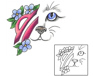 Cat Tattoo Plant Life tattoo | JJF-01312