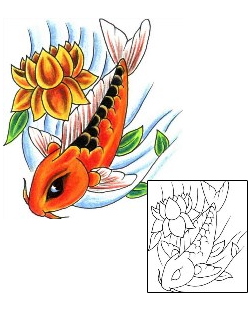 Koi Tattoo Marine Life tattoo | JJF-01347