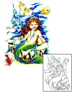 Mermaid Tattoo Marine Life tattoo | JPF-00117