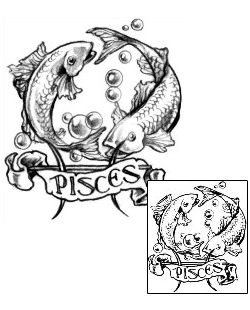 Zodiac Tattoo Black & Gray Pisces Fish Tattoo