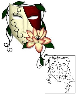 Comedy Tragedy Mask Tattoo Plant Life tattoo | LAF-00018