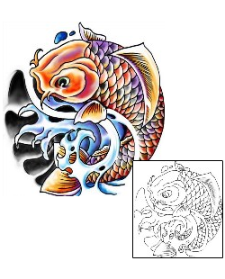 Asian Tattoo Marine Life tattoo | LLF-00301