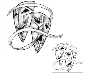 Comedy Tragedy Mask Tattoo LNF-00071