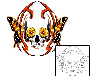 Skull Tattoo Insects tattoo | LRF-00067