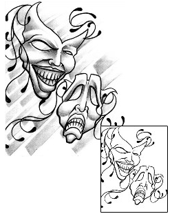 Comedy Tragedy Mask Tattoo LSF-00032