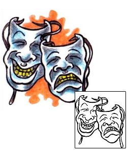 Comedy Tragedy Mask Tattoo Miscellaneous tattoo | LYF-00102