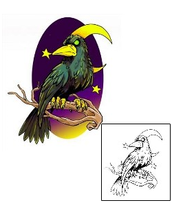 Cartoon Tattoo Raven in the Moonlight Tattoo