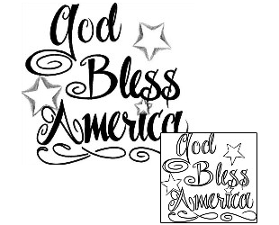 Picture of God Bless America Lettering Tattoo