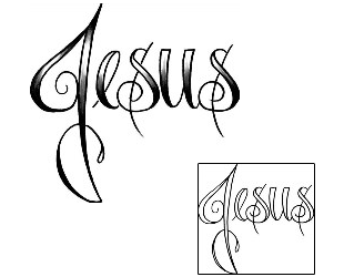 Religious & Spiritual Tattoo Gradient Jesus Lettering Tattoo