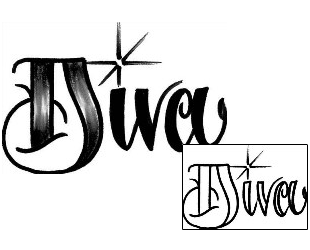 Picture of Diva Lettering Tattoo