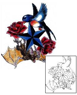 Bat Tattoo Plant Life tattoo | MWF-00066