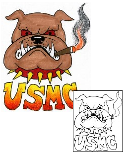 Marines Tattoo Smoking Bulldog Tattoo