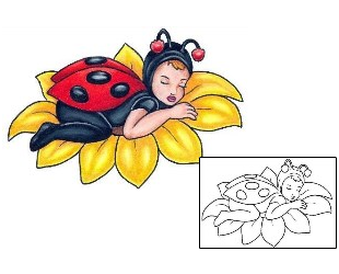 Insect Tattoo Ladybug Flower Bed Tattoo