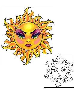 Fire – Flames Tattoo Green Eyed Sun Tattoo