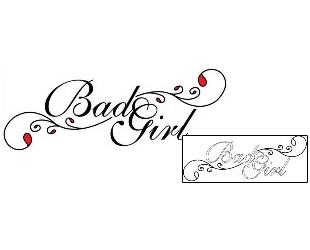Picture of Bad Girl Script Lettering Tattoo
