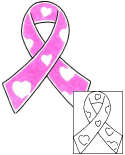 Picture of Heart Breast Cancer Ribbon Tattoo